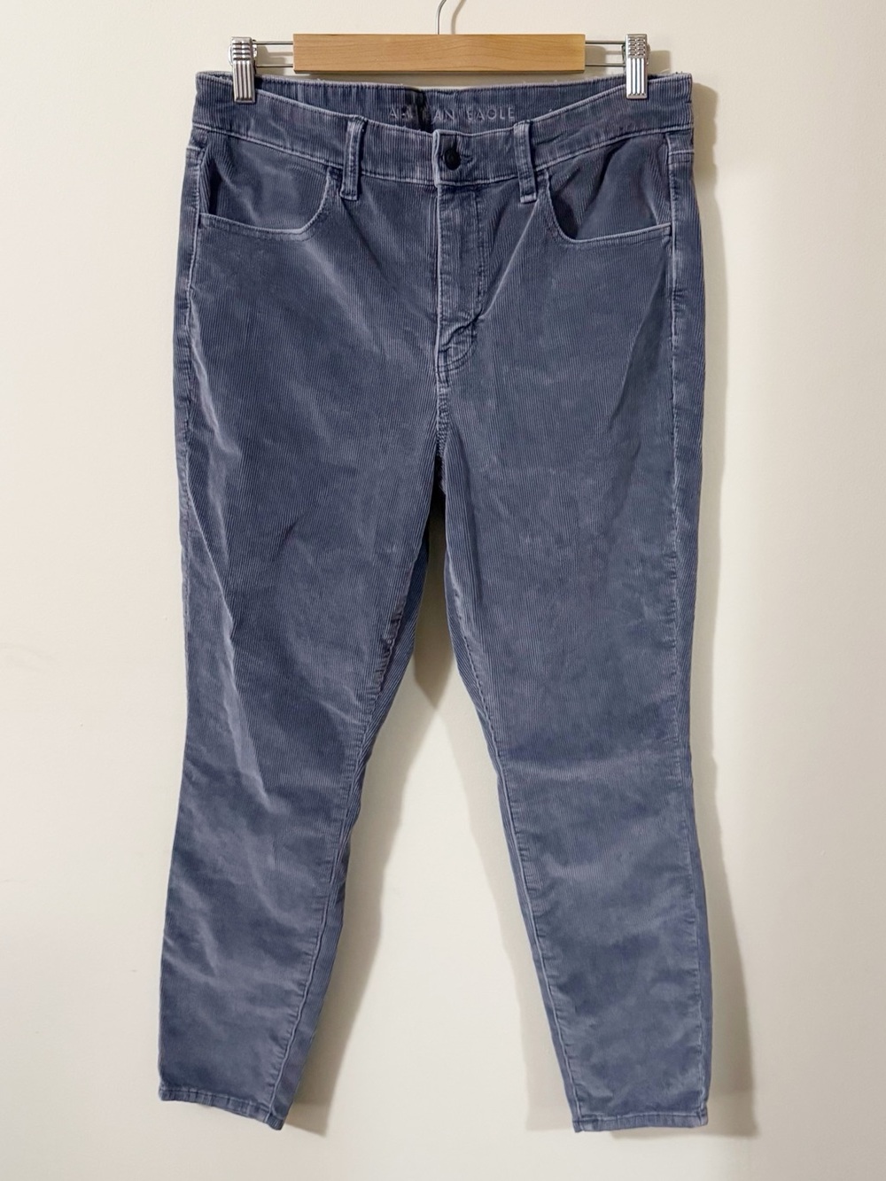 American Eagle Womens Hi Rise Jegging Gray Corduroy Jeans Size 12 SHORT